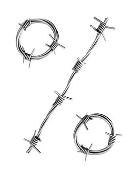 Percent symbol made from barbed wire