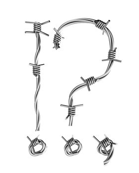 question and exclamation mark made from barbed wire