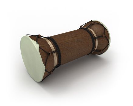 African talking drum in perspective isolated on white