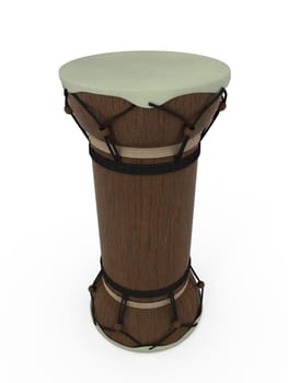 Talking drum standing isolated on white background