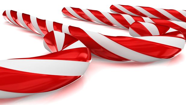 A lot of traditional christmas candies isolated on white background in perspective