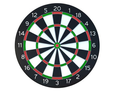 Dartboard front view isolateb on white