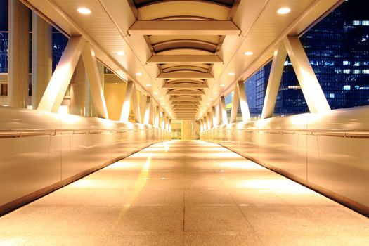 corridor of the city hall at night in hong kong
