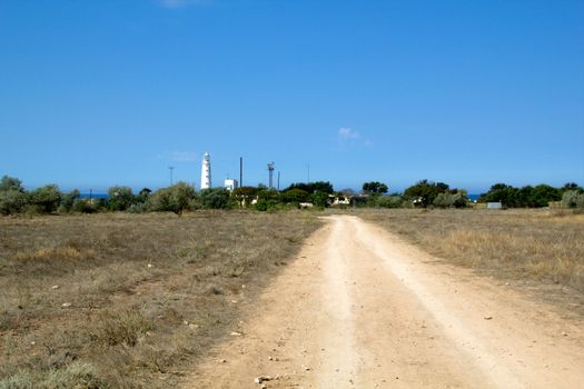 The road to the lighthouse on the Black Sea coast