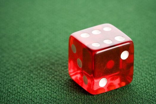 Red casino dice and gambling chips