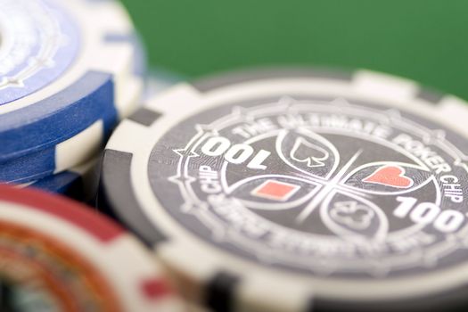 Macro shot of poker coins