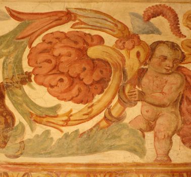 An angel on ancient fresco restored. Shotted in a castle in the south of Italy.