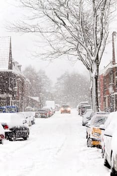 Snow in the city - Streetview during snowstorm