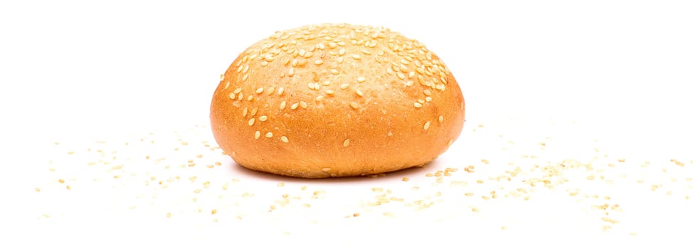 Bun with sesame isolated on the white background