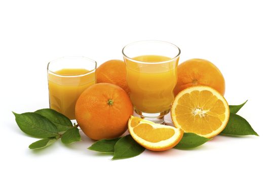 orange juice and some fresh fruits