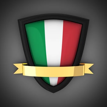 The shield in the colors of the flag of Italy and gold ribbon