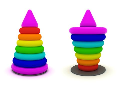 Two toy pyramids isolated on the white background