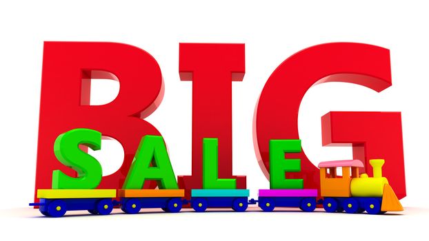 Toy train with letters "BIG sale"