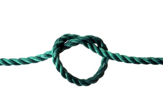Knotted rope isolated on white background