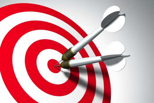 Two arrows on red target - business concept