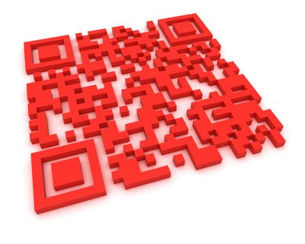 Render of a QR code (quick response) on a white background. Note: this qr-code is fake