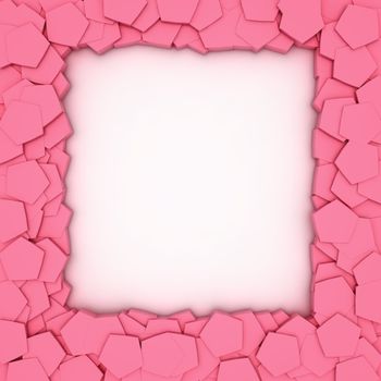 Empty frame with pink pentagons, design element