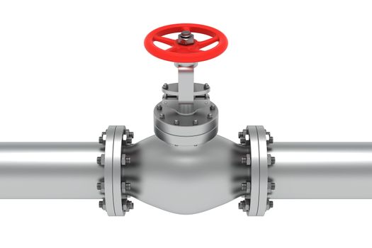 Red valve isolated on the white background