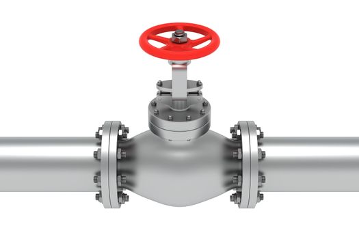 Red valve isolated on the white background