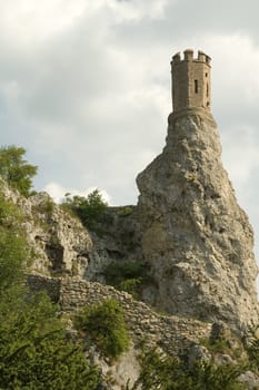 famous tower of Devin castle near Bratislava, Slovakia