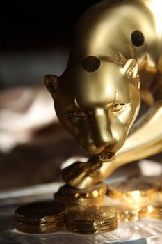 Luxury Golden Jaguar Figurine close up.