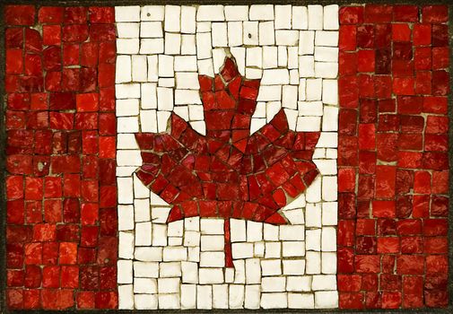 mosaic abstract canadian flag made of small blocks