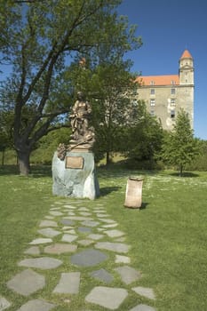 woman sculpture in front of bratislava castle, 