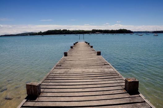 Wooden landing stage in Brittany, France