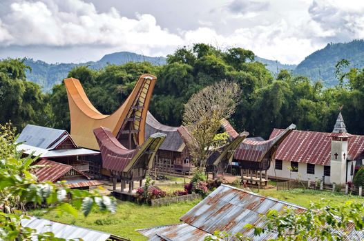 Toraja traditional village housing in Indonesia Sulawasi