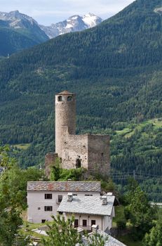 ruines of an ancient castle in Aosta Valley, Italy