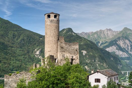 ruines of an ancient castle in Aosta Valley, Italy