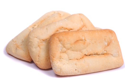 Close view of some chapata bread isolated on a white background.