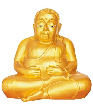 Golden Buddha statue isolated on white background