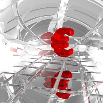 red euro symbol in futuristic clean space - 3d illustration