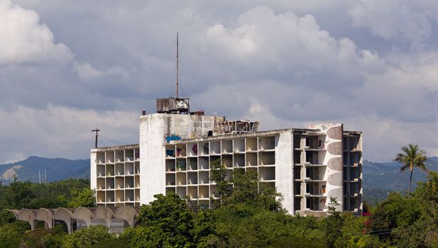 Old hotel on outskirts of Ponce in Puerto Rico falling into disrepair