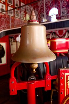 Old brass bell on fire truck in Ponce in Puerto Rico