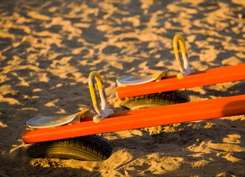 See-saw on sandy beach in Puerto Rico