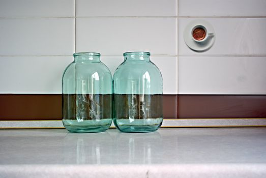 the kitchen interior with the empty net banks