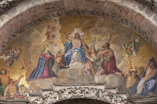 Mark's Basilica (Basilica di San Marco) relief, in Venice, Italy