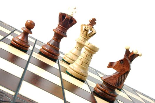 chess pieces on a chess board showing concept for strategic business