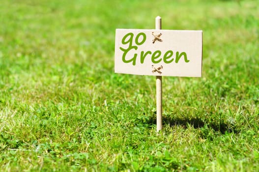 go green concept with word on nature still life
