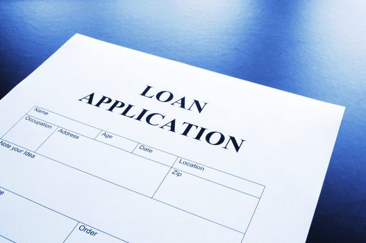 loan application form or document in bank office showing finance concept