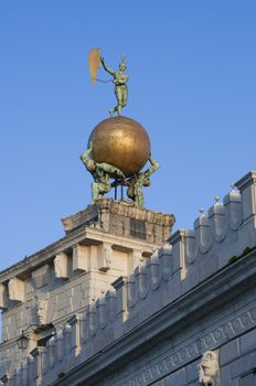 Statue at the top of Dogana di Mare (Sea Customs), Venice, Italy