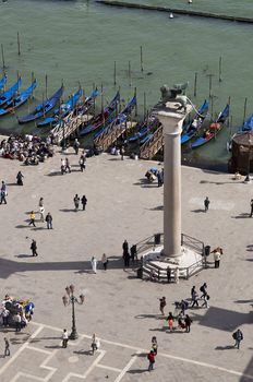 Aerial view of Venice city from the top of the bell tower at the San Marco Square