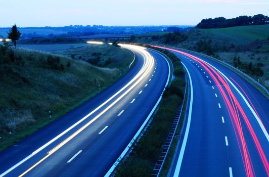 night traffic motion blur on highway showing car or transportation concept