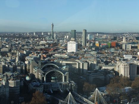 Panoramic view from london eye including post office tower