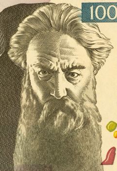 Rihard Jakopic (1869-1943) on 10 Tolarjev 2003 Banknote from Slovenia. Slovenian painter. Together with Ivan Grohar, Matija Jama and Matej Sternen he is considered the pioneer of Slovenian impressionist painting.