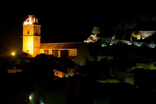 Night scene, the old town of Polop, Spain