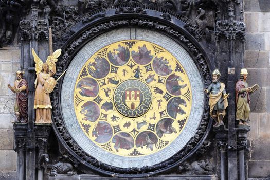 part of famous zodiacal clock in Prague city