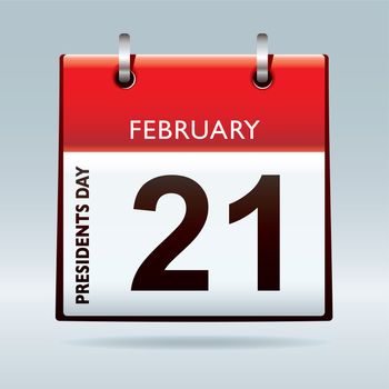 Red calendar icon for american presidents day 21st February